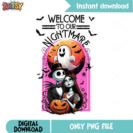 Jack And Sally Halloween PNG, Nightmare Before Christmas PNG, Halloween PNG