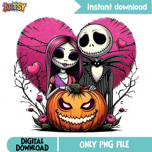 Jack And Sally Valentine PNG, Nightmare Before Christmas PNG, Halloween PNG