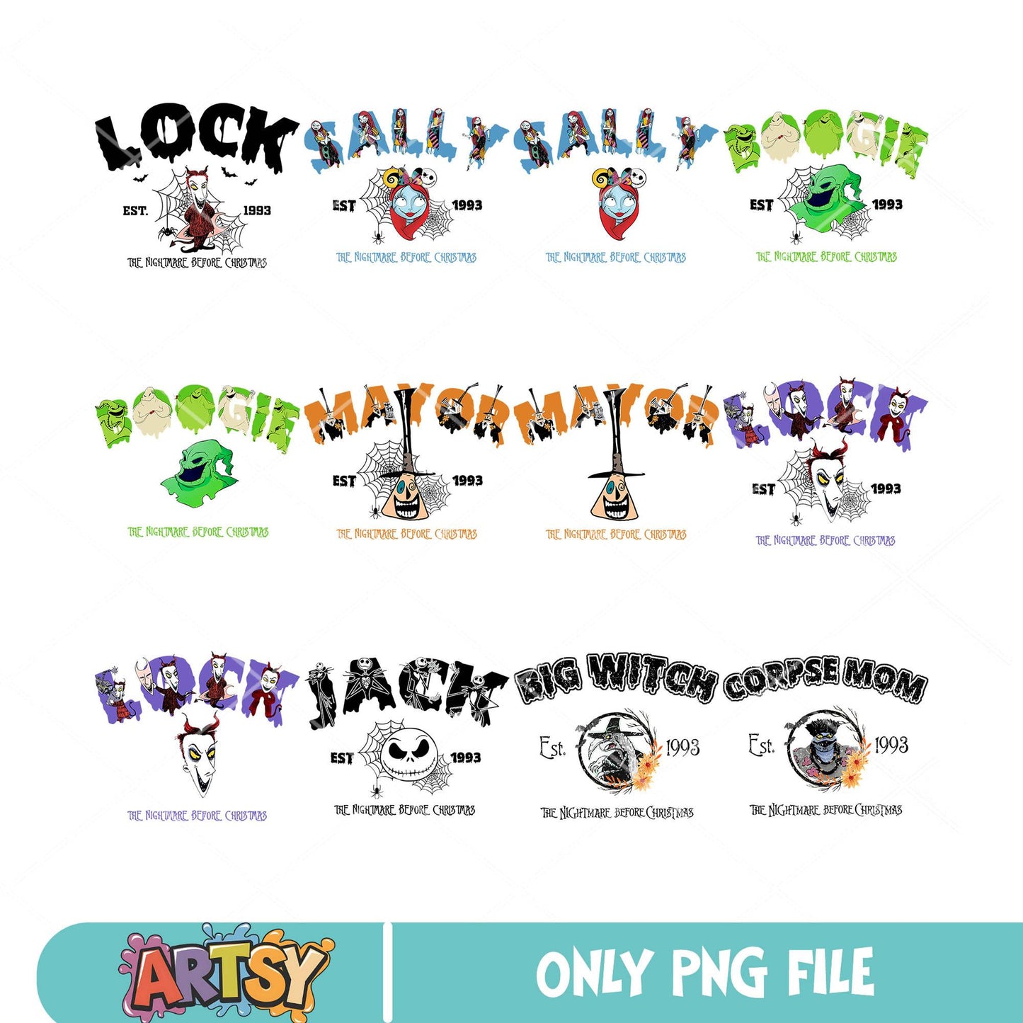 Jack and friends est png bundle, jack sally png, nightmare jack png