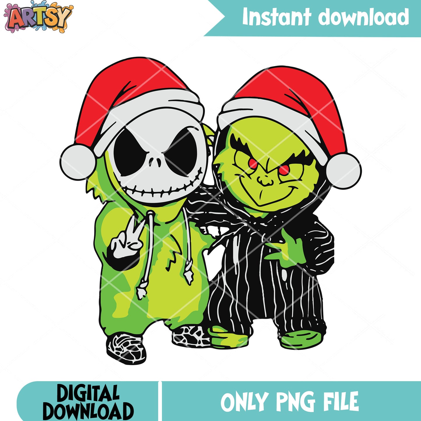 Jack and grinch christmas png, jack skelington png, merry christmas png