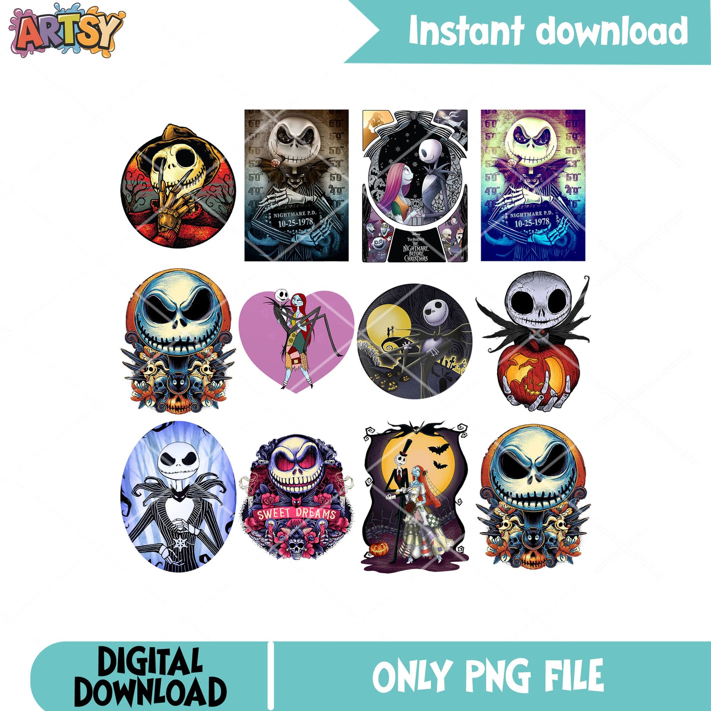 Jack horror nightmare png bundle, jack skellington png, horror jack png
