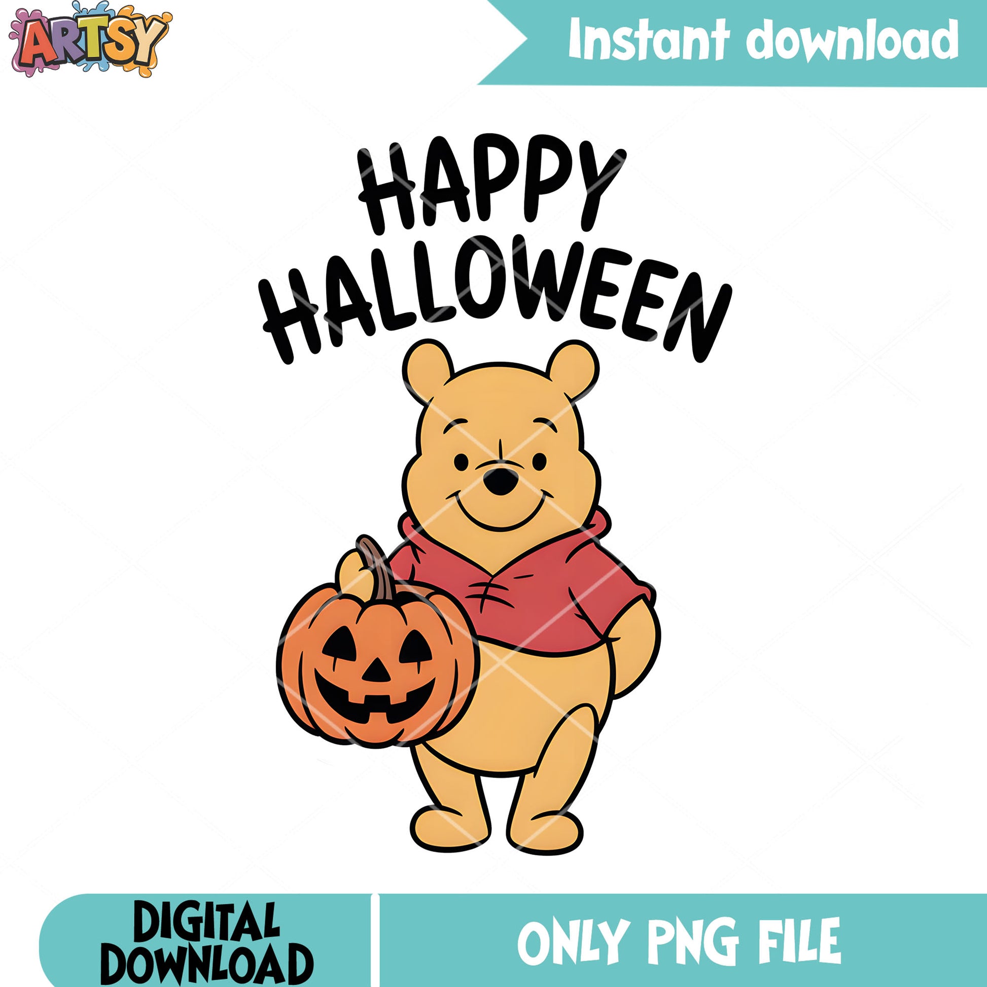 Jack o lantern pooh poster png, disney pooh bear png, winnie the pooh png