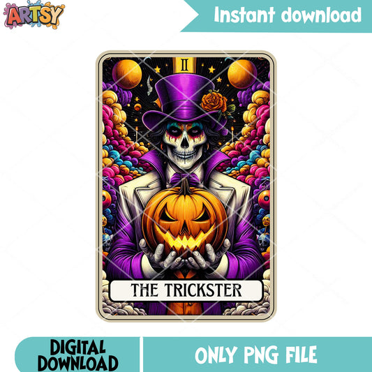Jack o lantern purple suit png, mystic card png, halloween night png