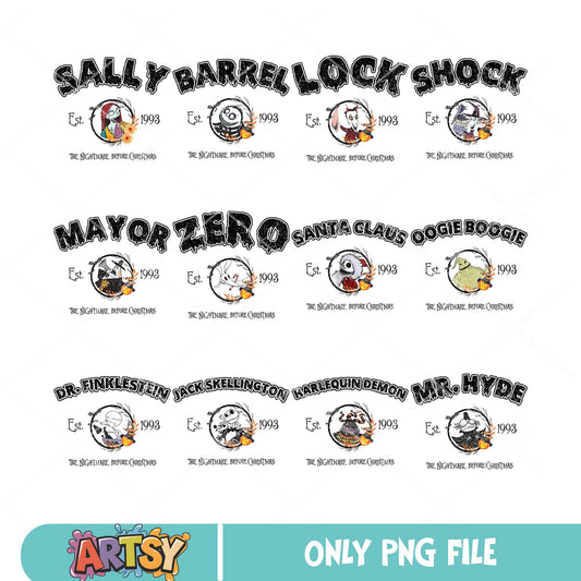 Jack sally est png bundle, jack skellington png, jack sally png