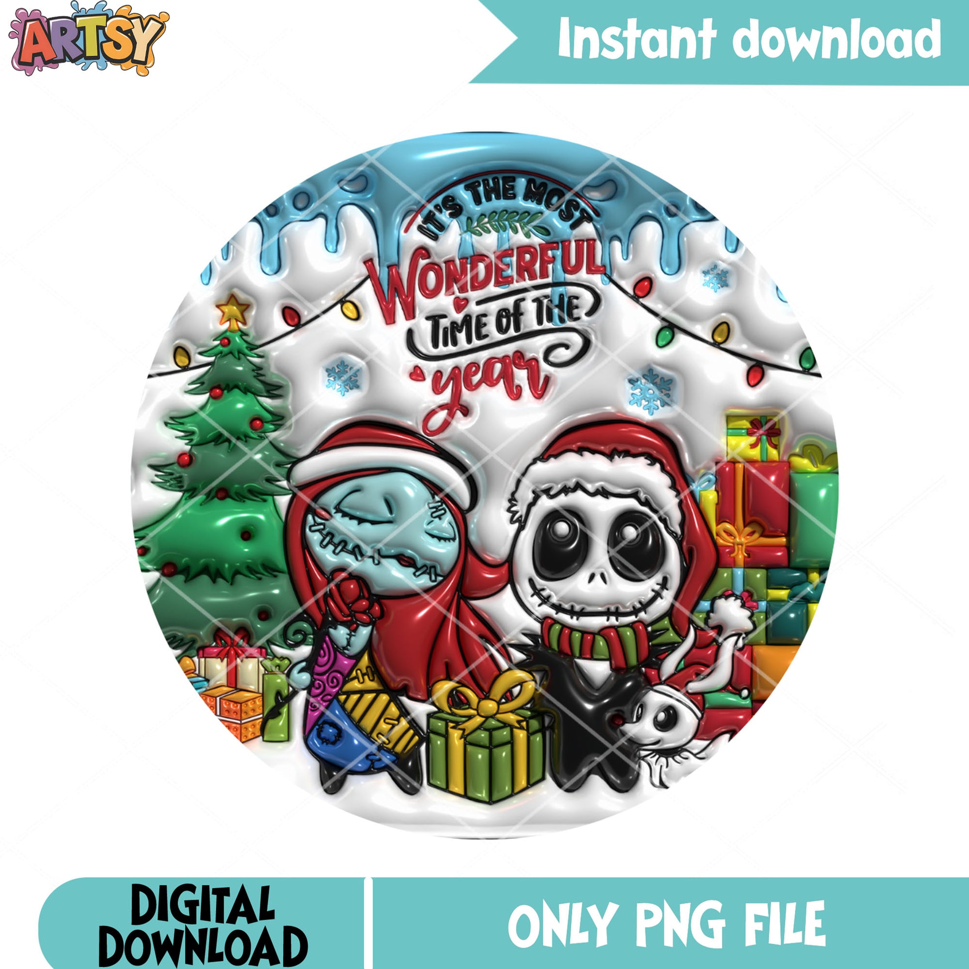 Jack sally wonderful christmas png, romantic holiday png, thrilled png