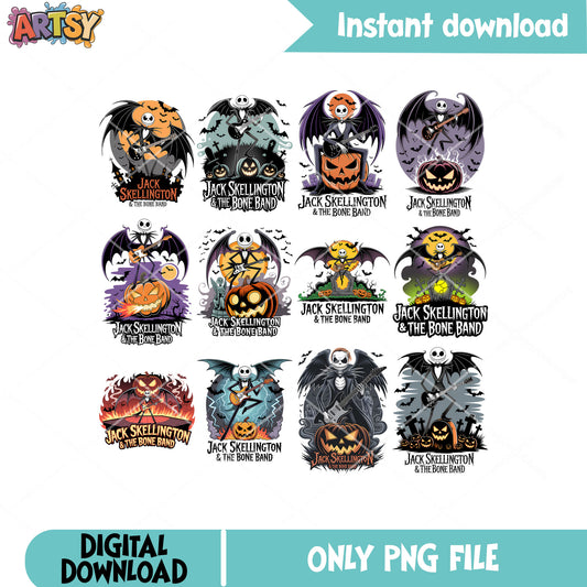 Jack the bone band png bundle, halloween pumpkin png, jack nightmare png