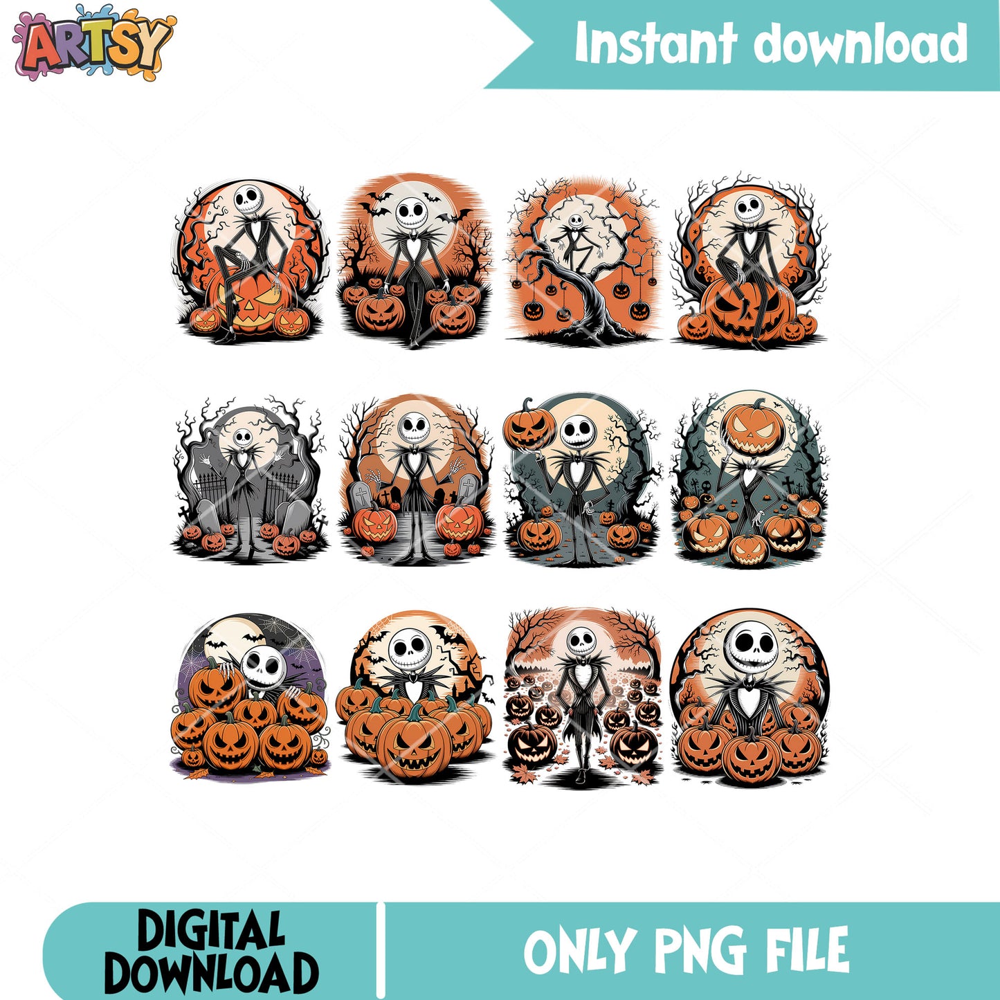 Jack with pumpkin png bundle, halloween jack png, jack nightmare png