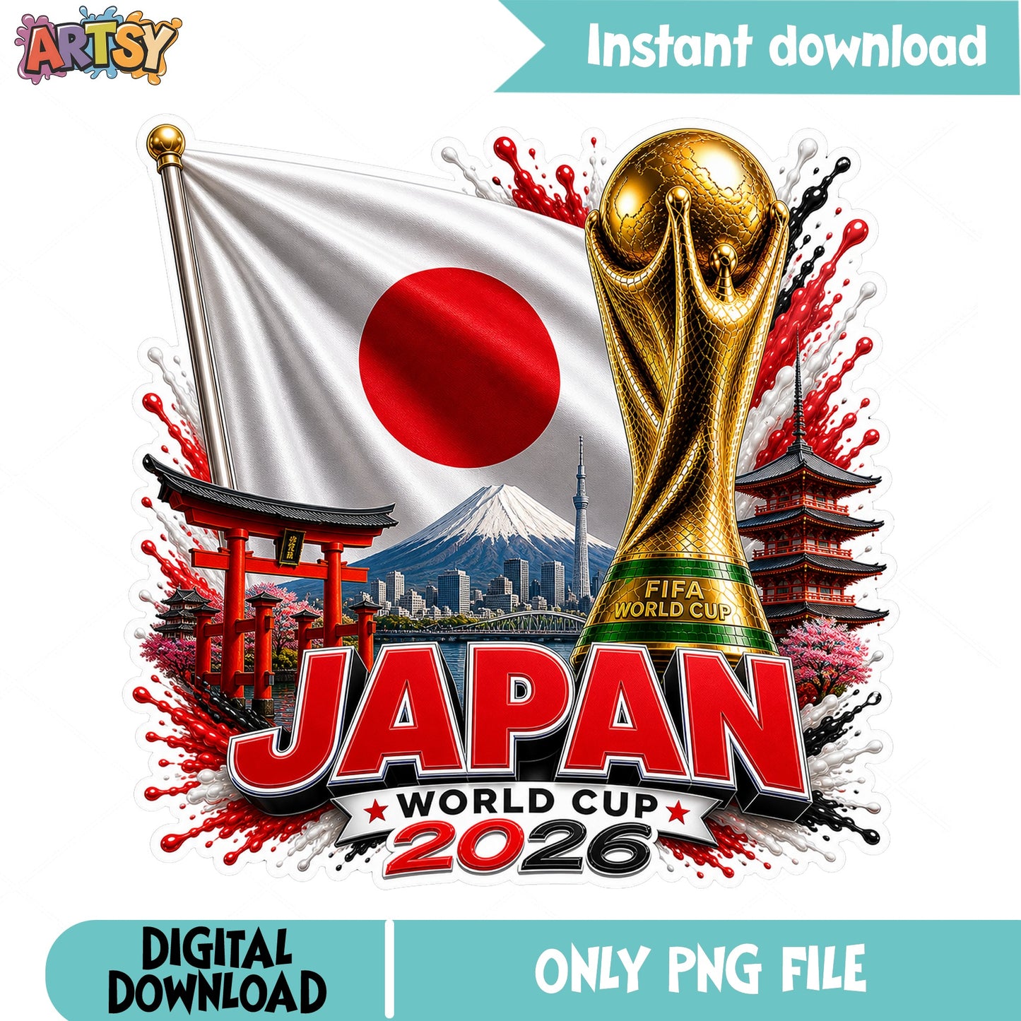 Japan World Cup 2026 PNG, Japan Soccer Fan Shirt PNG, FIFA PNG