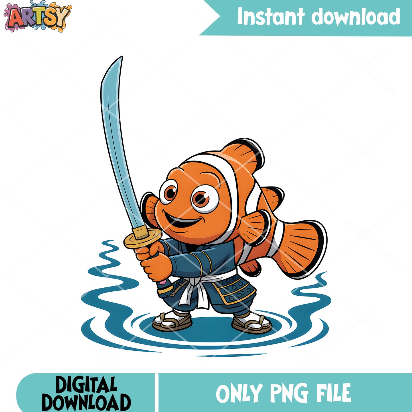 Japan soldiers nemo png, nemo fish png, samurai vibes png