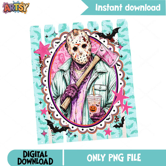 Jason Voorhees Halloween PNG, Horror Character PNG, Retro Halloween PNG