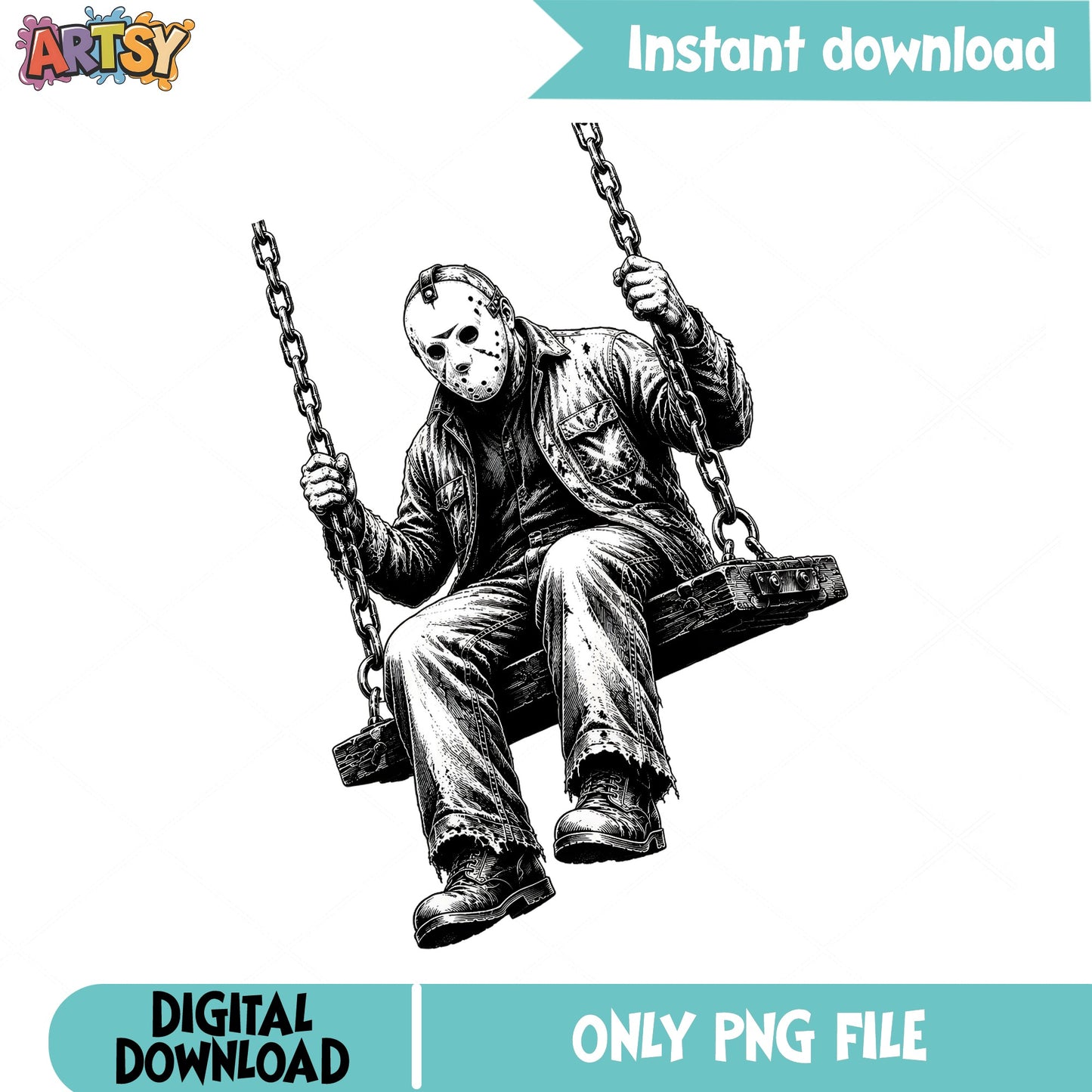 Jason Voorhees On Swing PNG, Horror Movie PNG, Halloween PNG