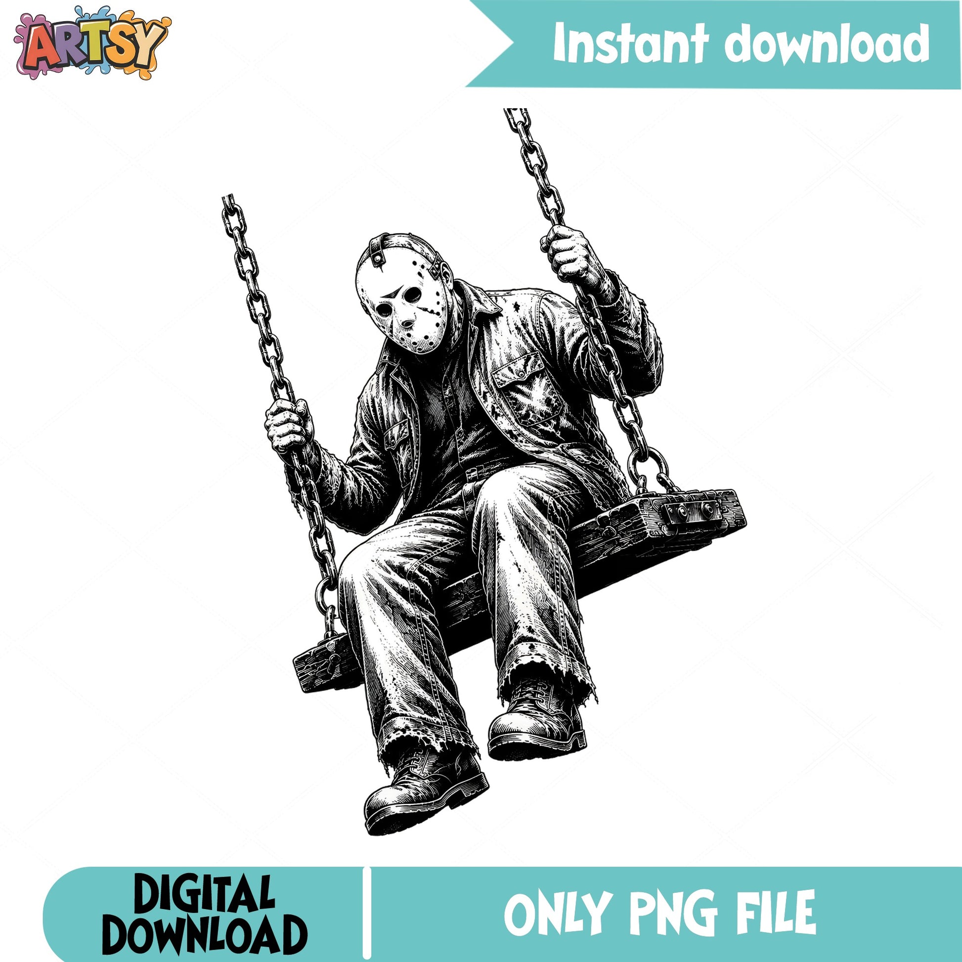 Jason Voorhees On Swing PNG, Horror Movie PNG, Halloween PNG