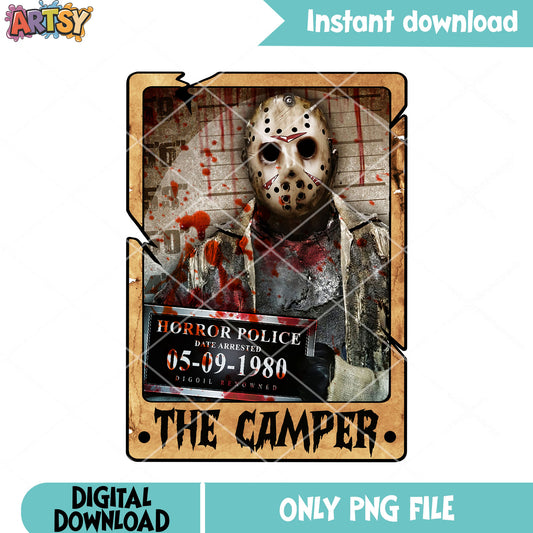 Jason mugshot horror police png, the killer png, friday the 13th png