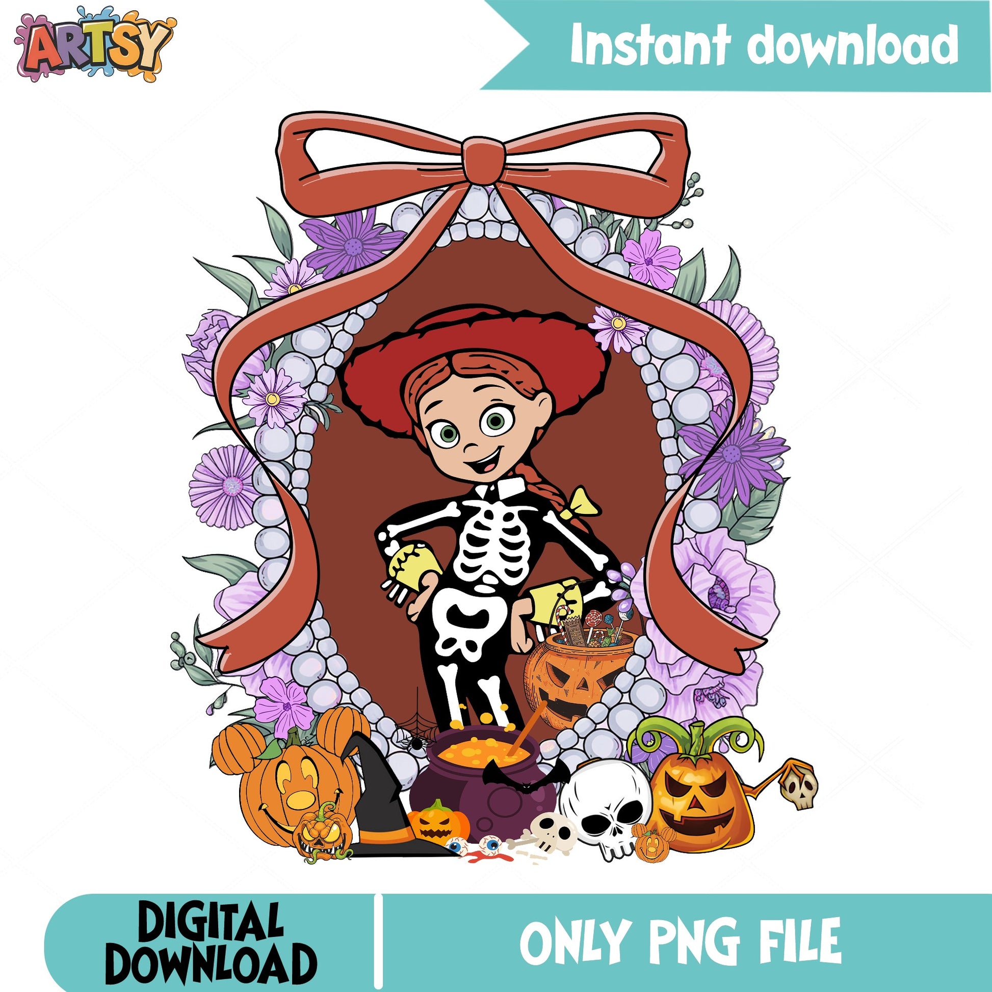 Jessie Toy Story Halloween PNG, Skeleton Costume PNG, Disney Halloween PNG