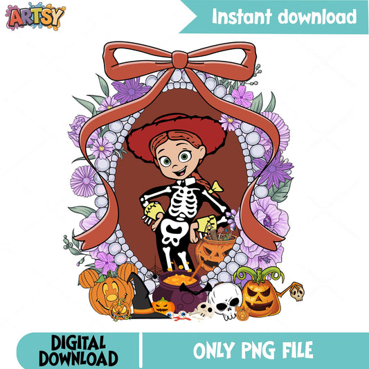 Jessie Toy Story Halloween PNG, Skeleton Costume PNG, Disney Halloween PNG