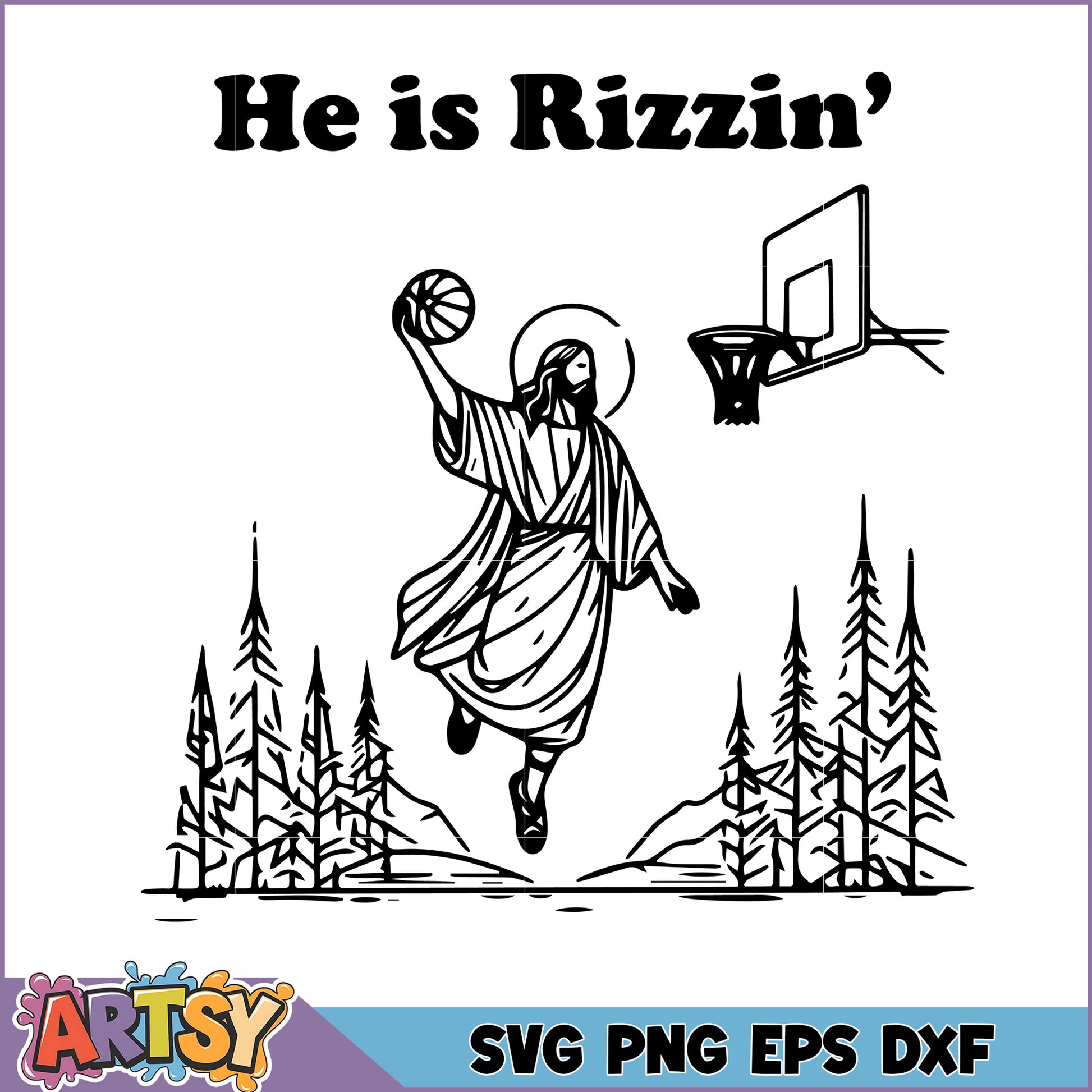 Jesus Shooting Hoops SVG