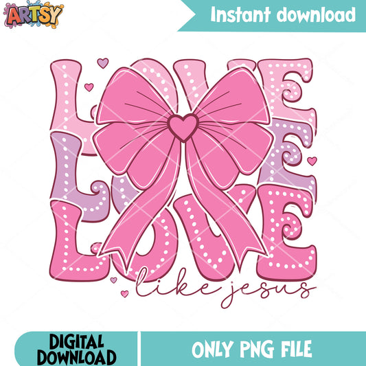 Jesus bow pink valentine png, valentine poster png, valentine day png