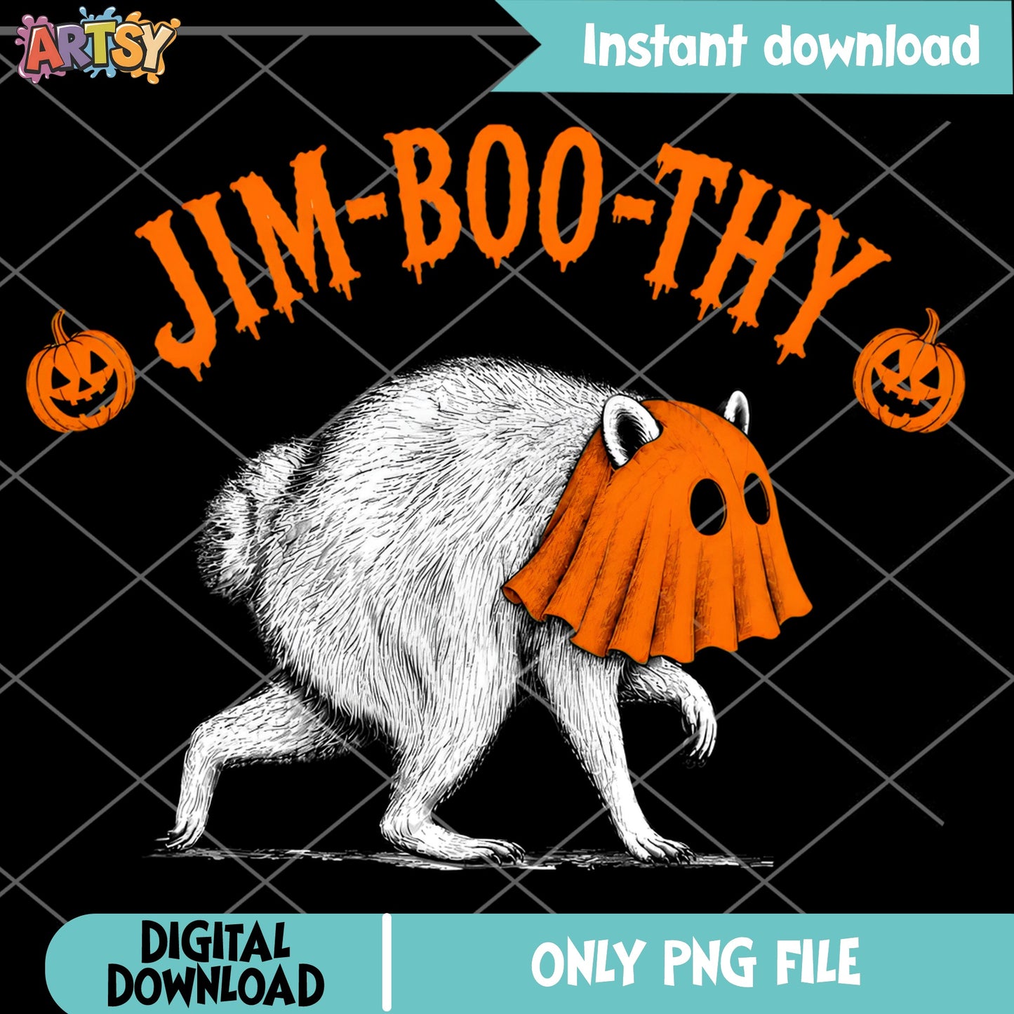 Jim-Boo-Thy Capybara Halloween PNG, Funny Ghost Capybara PNG, Halloween PNG