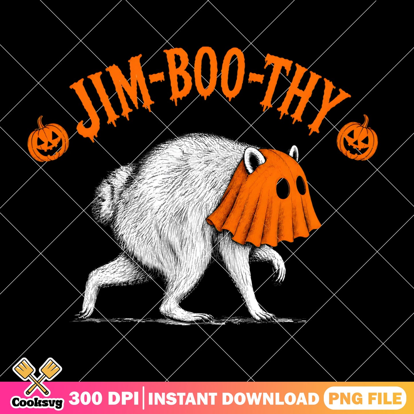 Jim Boo Thy Raccoon Halloween PNG, Funny Ghost PNG, Halloween PNG
