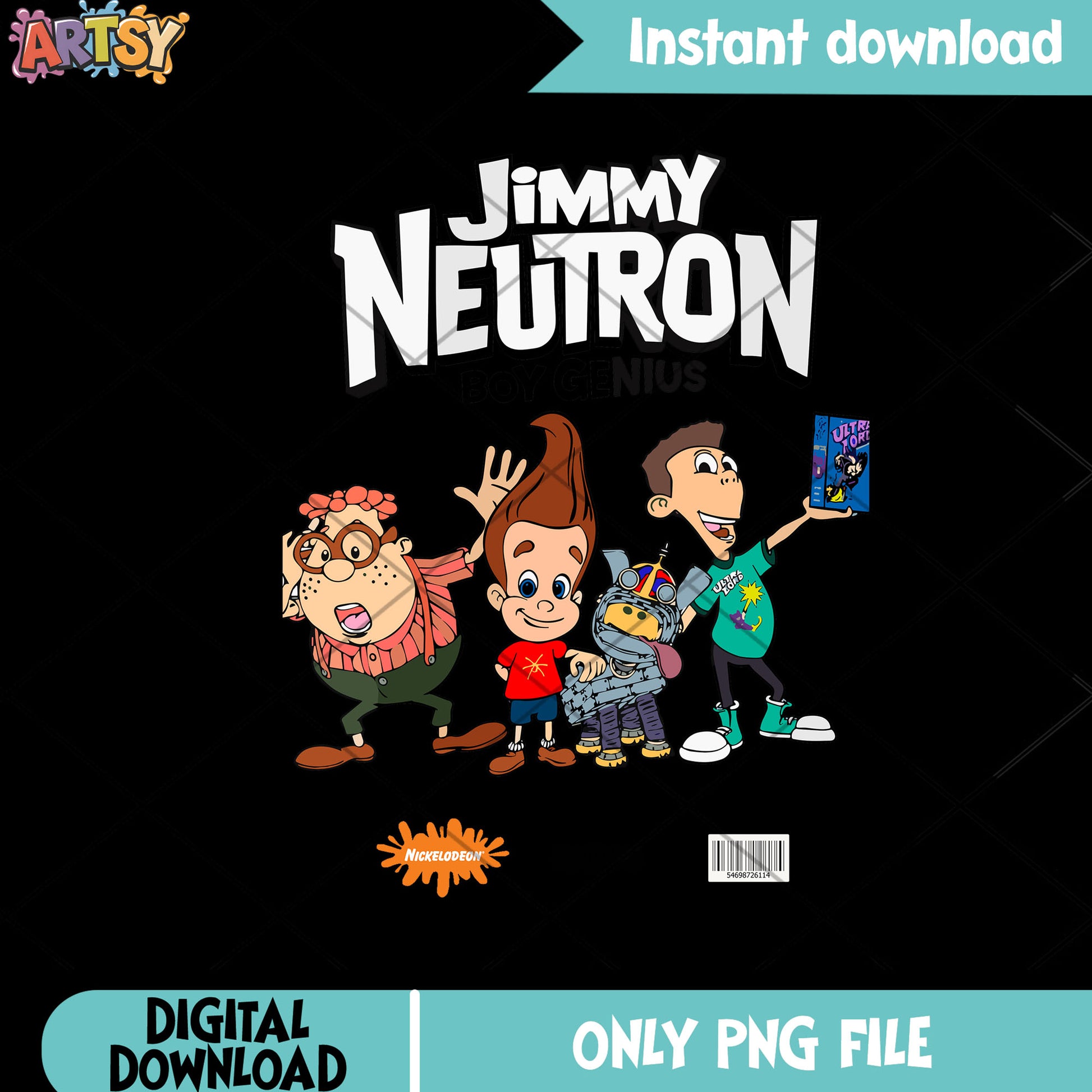 Jimmy Neutron png, cartoon characters png, retro illustration pn
