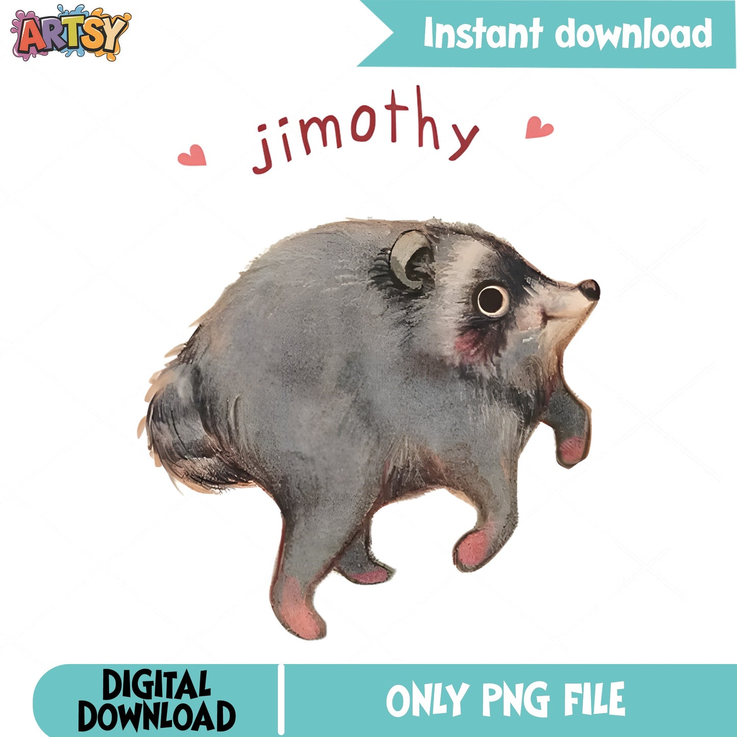 Jimothy Possum PNG, Funny Opossum Clipart, Cute Animal PNG