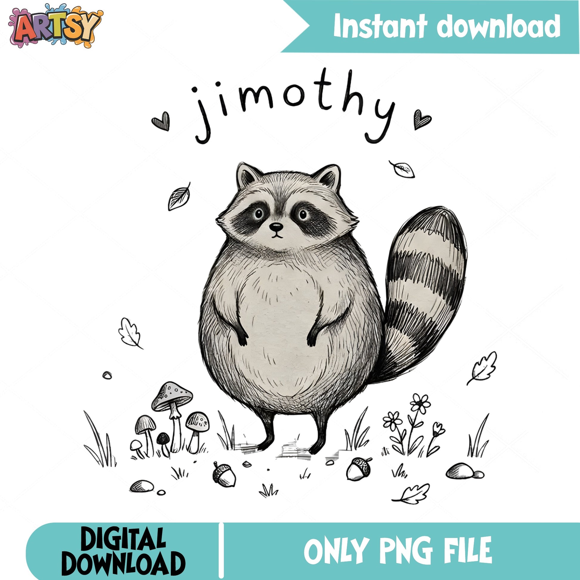 Jimothy Raccoon PNG, Cute Raccoon Woodland Animal, Raccoon PNG