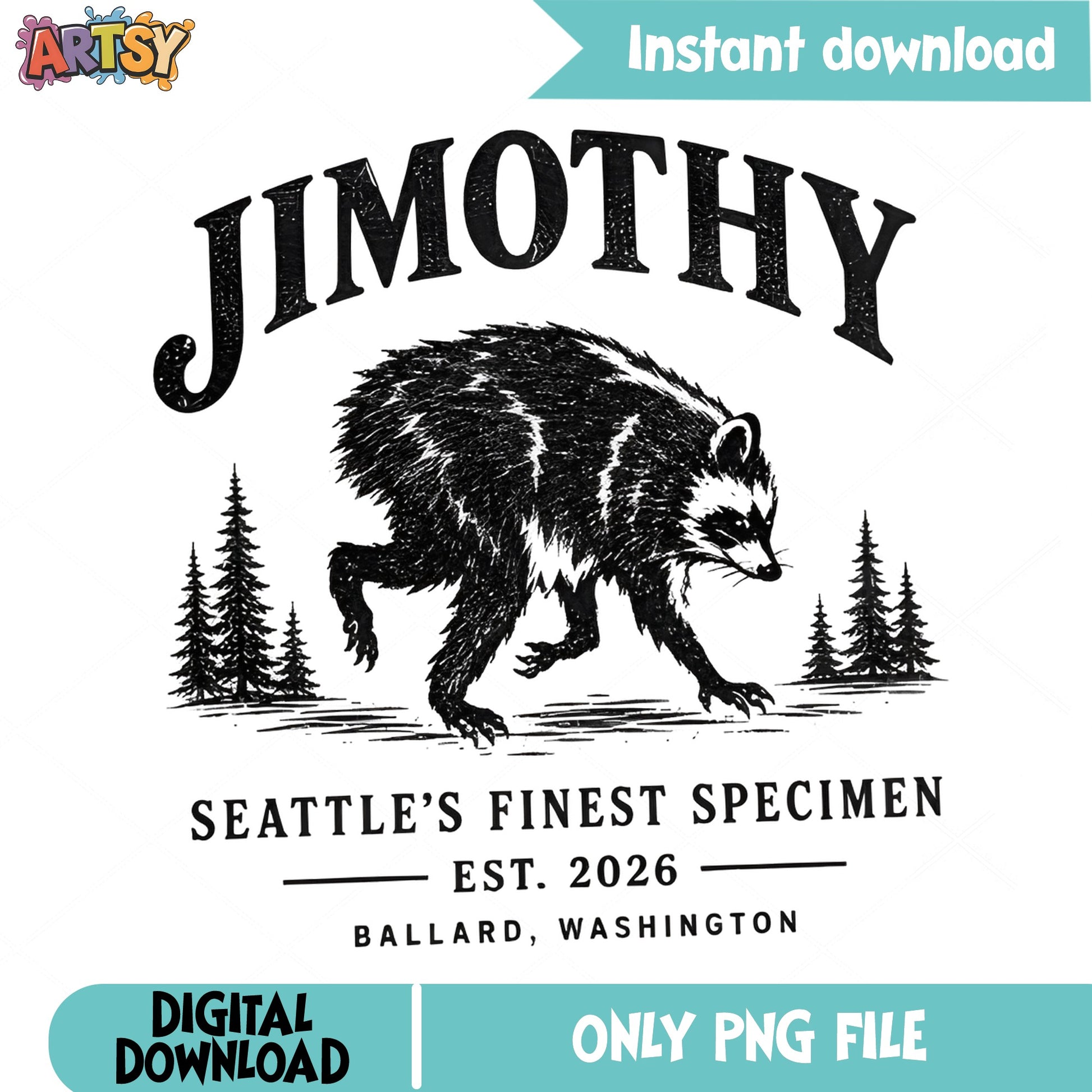 Jimothy Raccoon PNG, Seattle Finest Specimen PNG, Funny Raccoon PNG