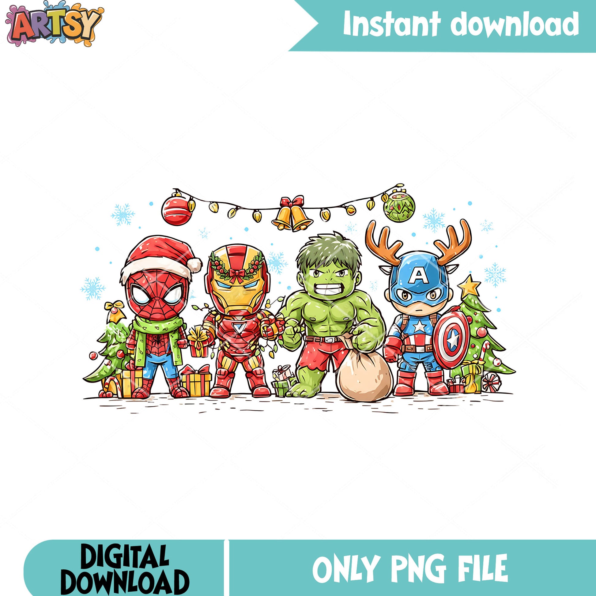 Jingle bell christmas png, marvel christmas png, hulk png