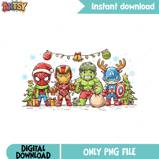 Jingle bell christmas png, marvel christmas png, hulk png