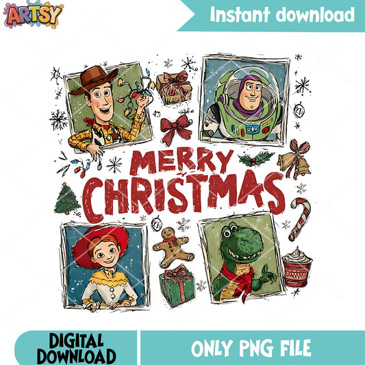 Jingle bell disney christmas png, toy story png, christmas gifts png