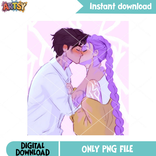 Jinu kiss rumi poster png, art jinu kiss rumi png, anime logo png