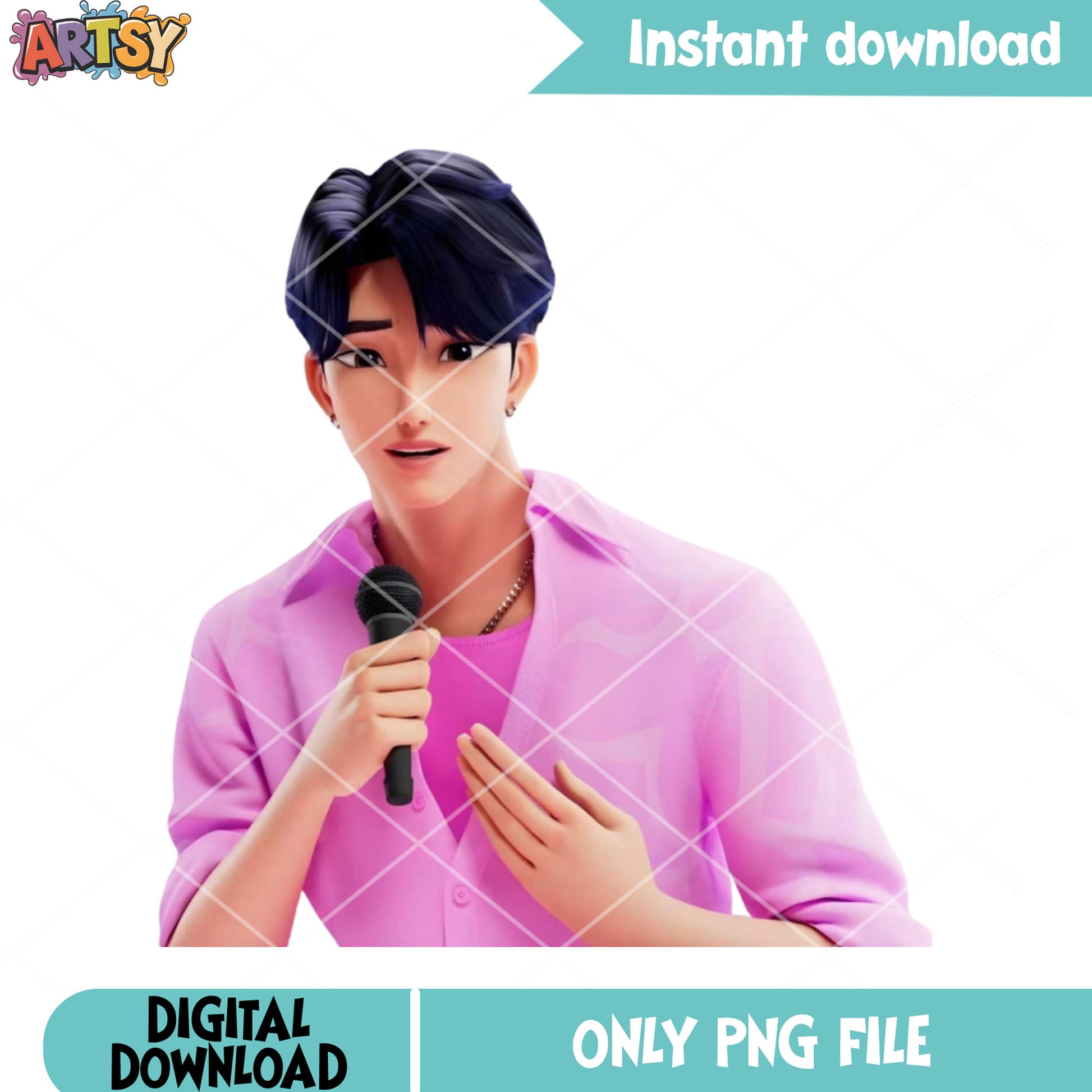 Jinu saja boy 3d png, poster jinu singer png, 3d singer png