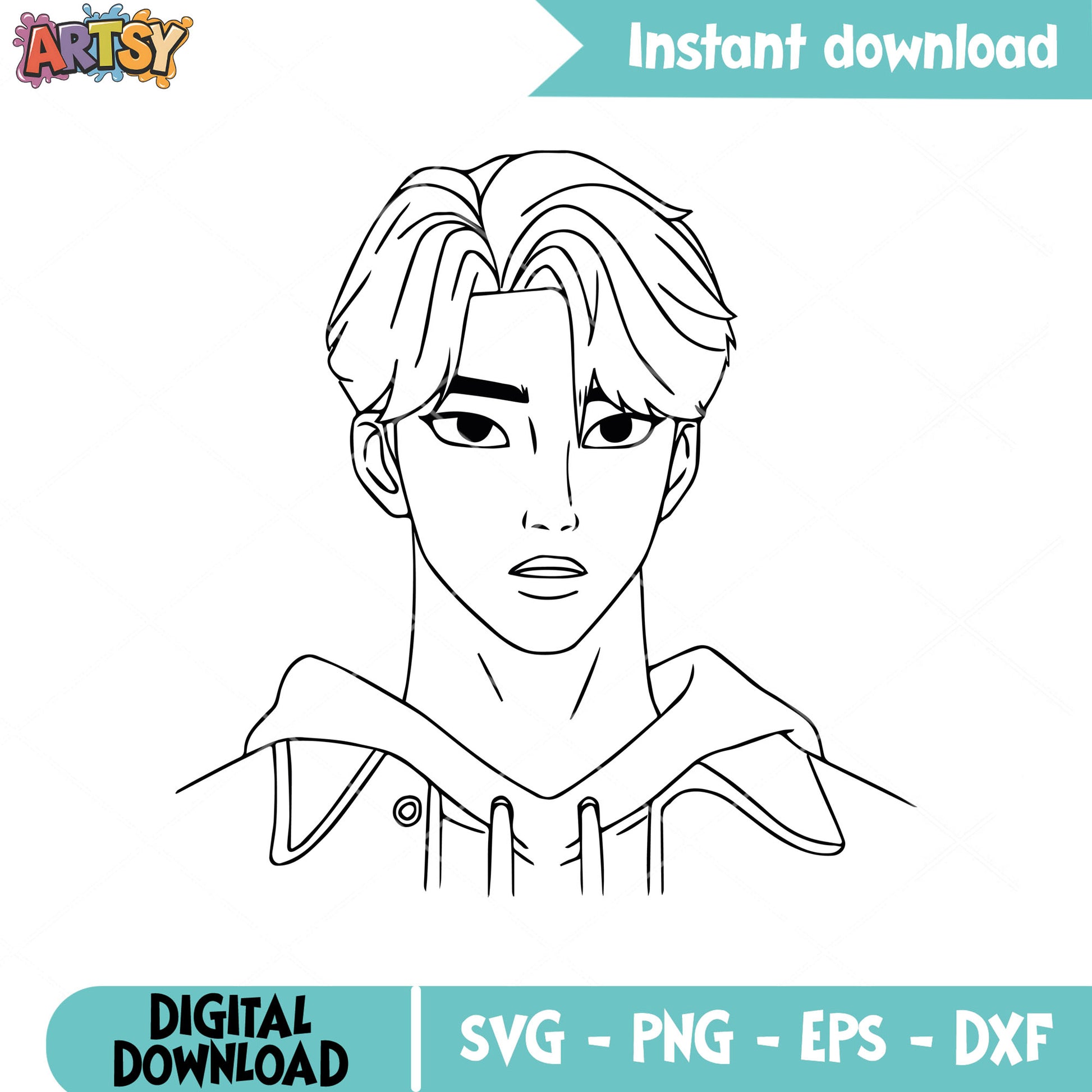 Jinu saja boys face outline svg, jinu saja svg, kpop saja boys svg
