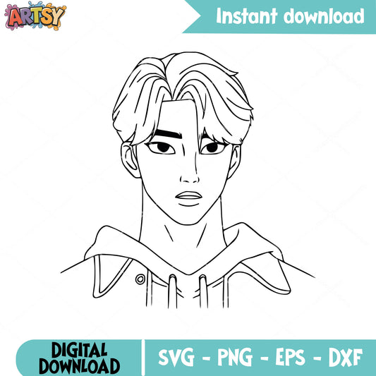 Jinu saja boys face outline svg, jinu saja svg, kpop saja boys svg