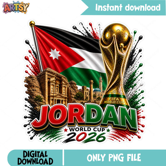 Jordan World Cup 2026 PNG, FIFA Soccer Jordan Flag PNG, Football PNG