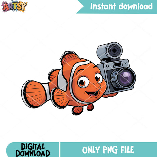 Journalist marlin disney png, disney sticker png, disney marlin png