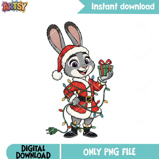 Judy hopps costume santa png, so cute funny png, lights png