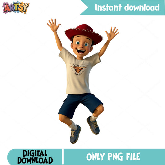 Jumping Boy Cowboy Hat PNG, Western Kid Clipart PNG, Ranch Boy PNG