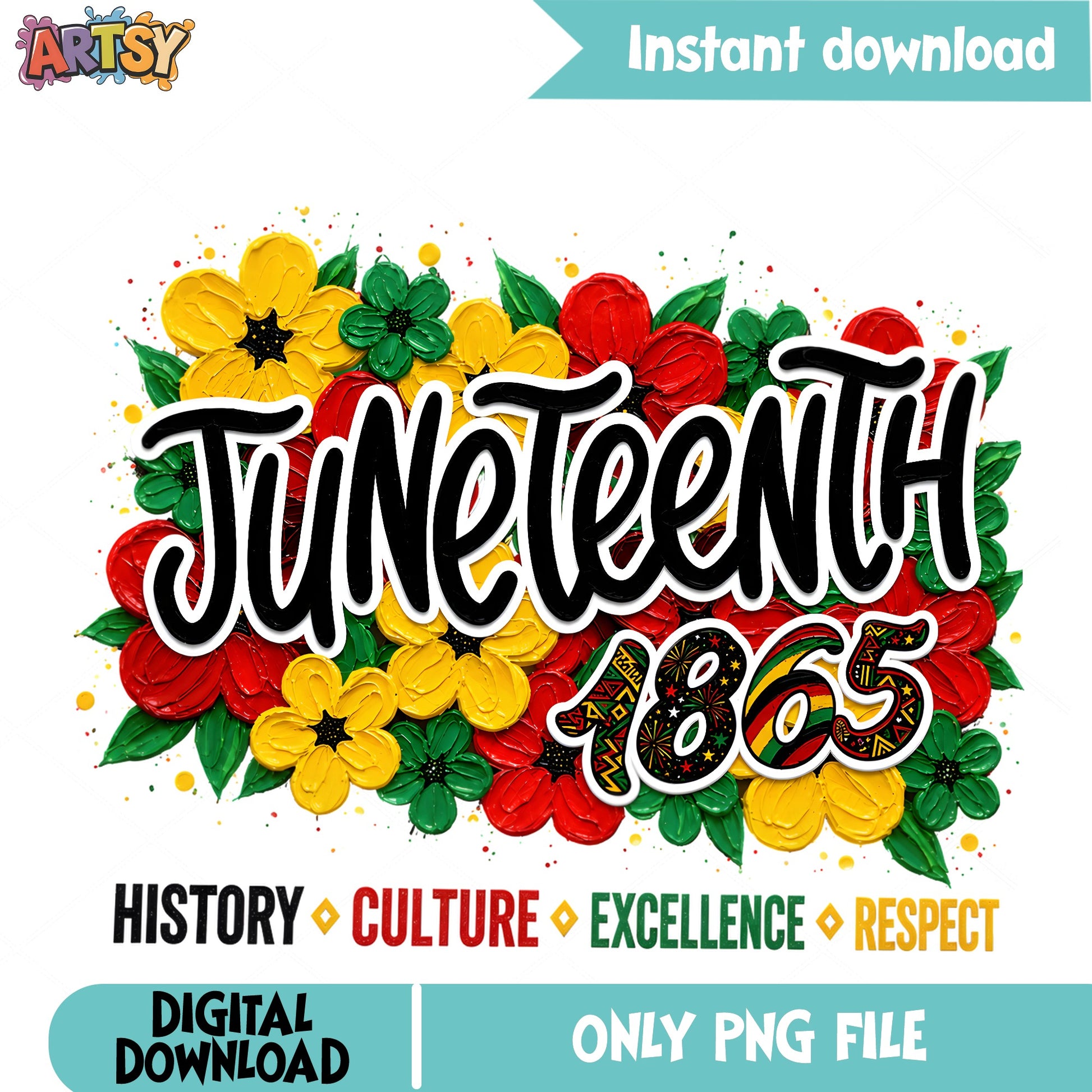 Juneteenth 1865 Floral PNG, Black History PNG, Freedom PNG