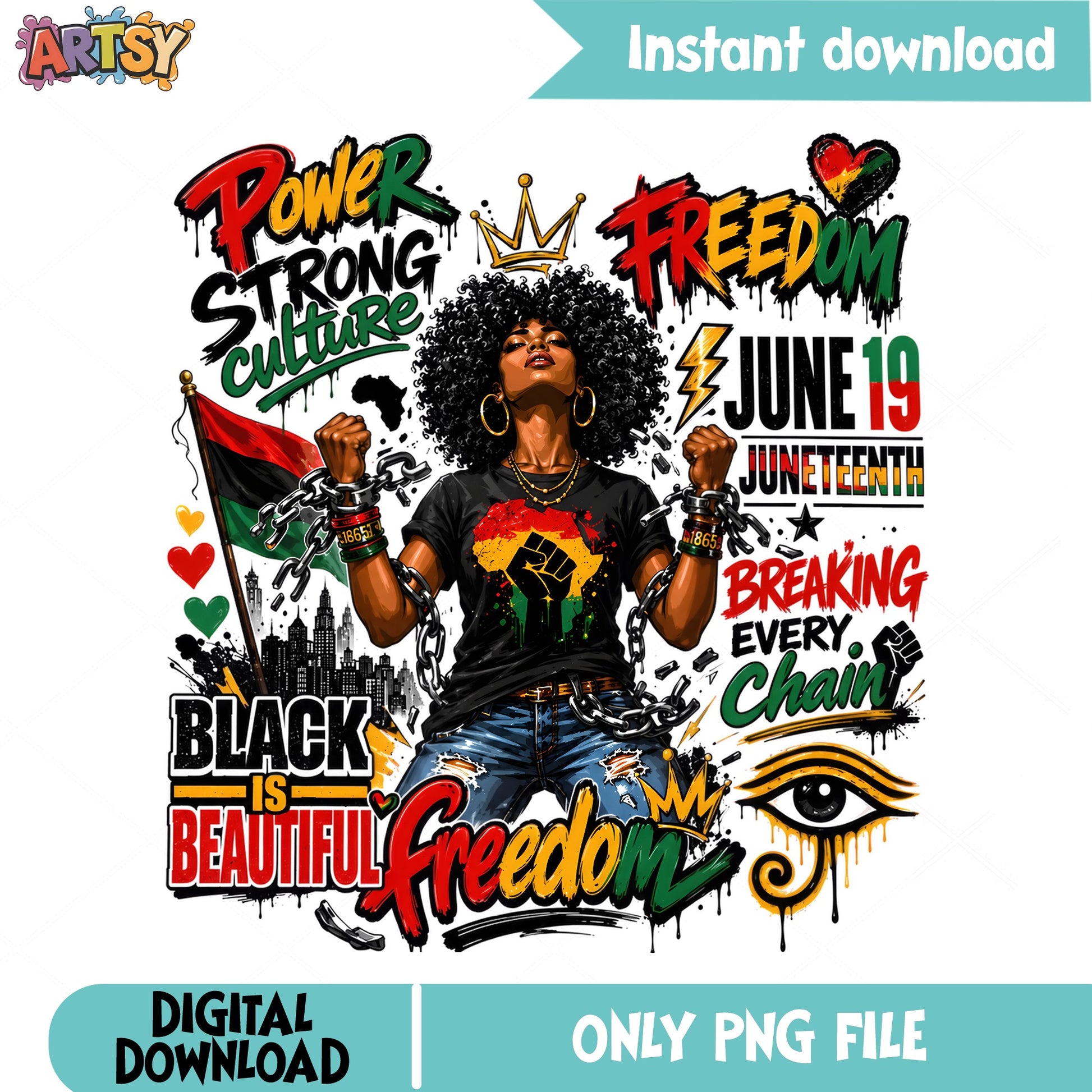 Juneteenth Black Woman PNG, Black Is Beautiful PNG, Freedom PNG
