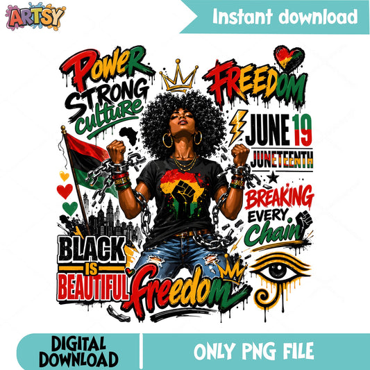 Juneteenth Black Woman PNG, Black Is Beautiful PNG, Freedom PNG