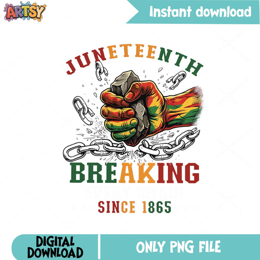 Juneteenth Breaking Chains Since 1865 PNG, Black History PNG, Freedom PNG