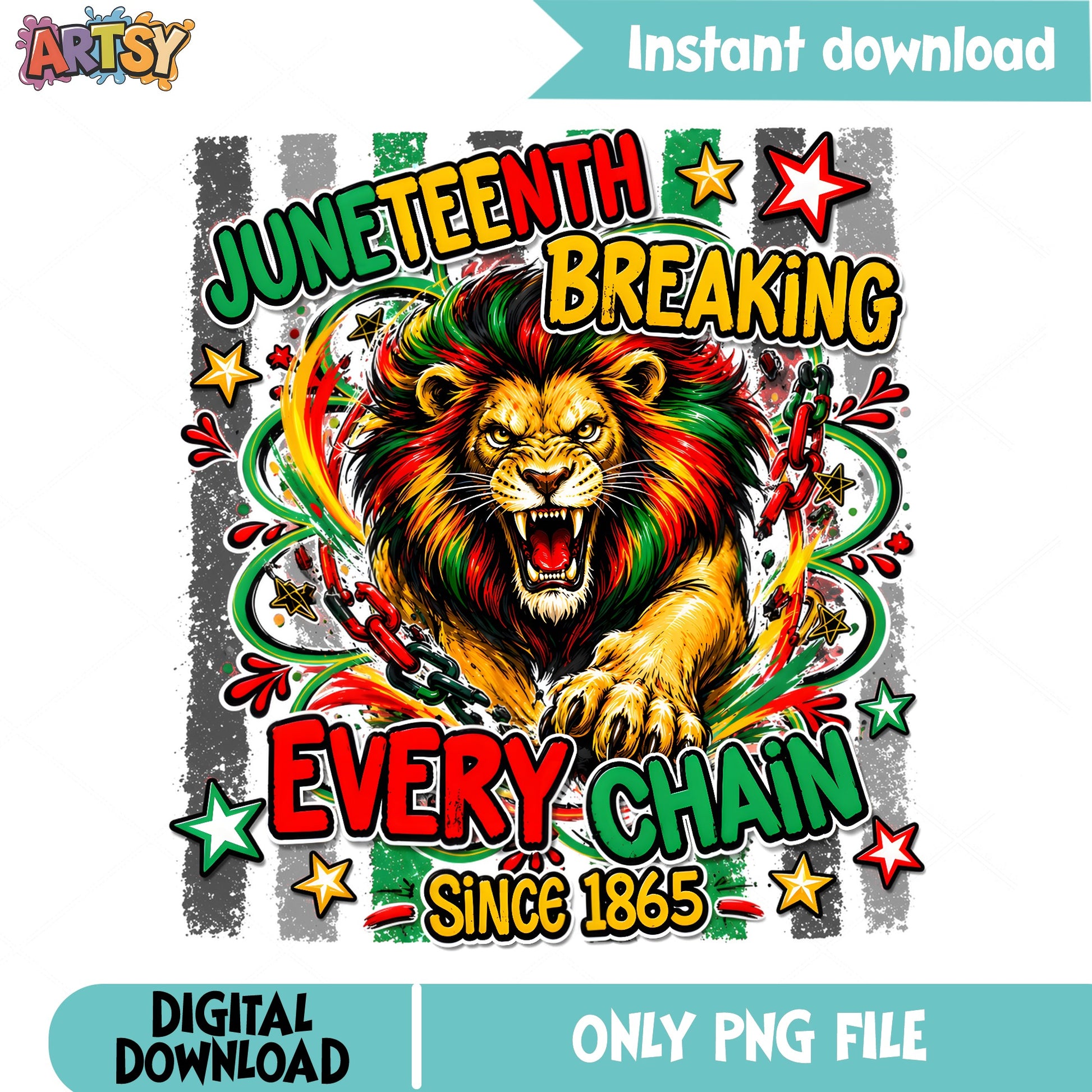 Juneteenth Breaking Every Chain Since 1865 PNG, Lion PNG, Black History PNG