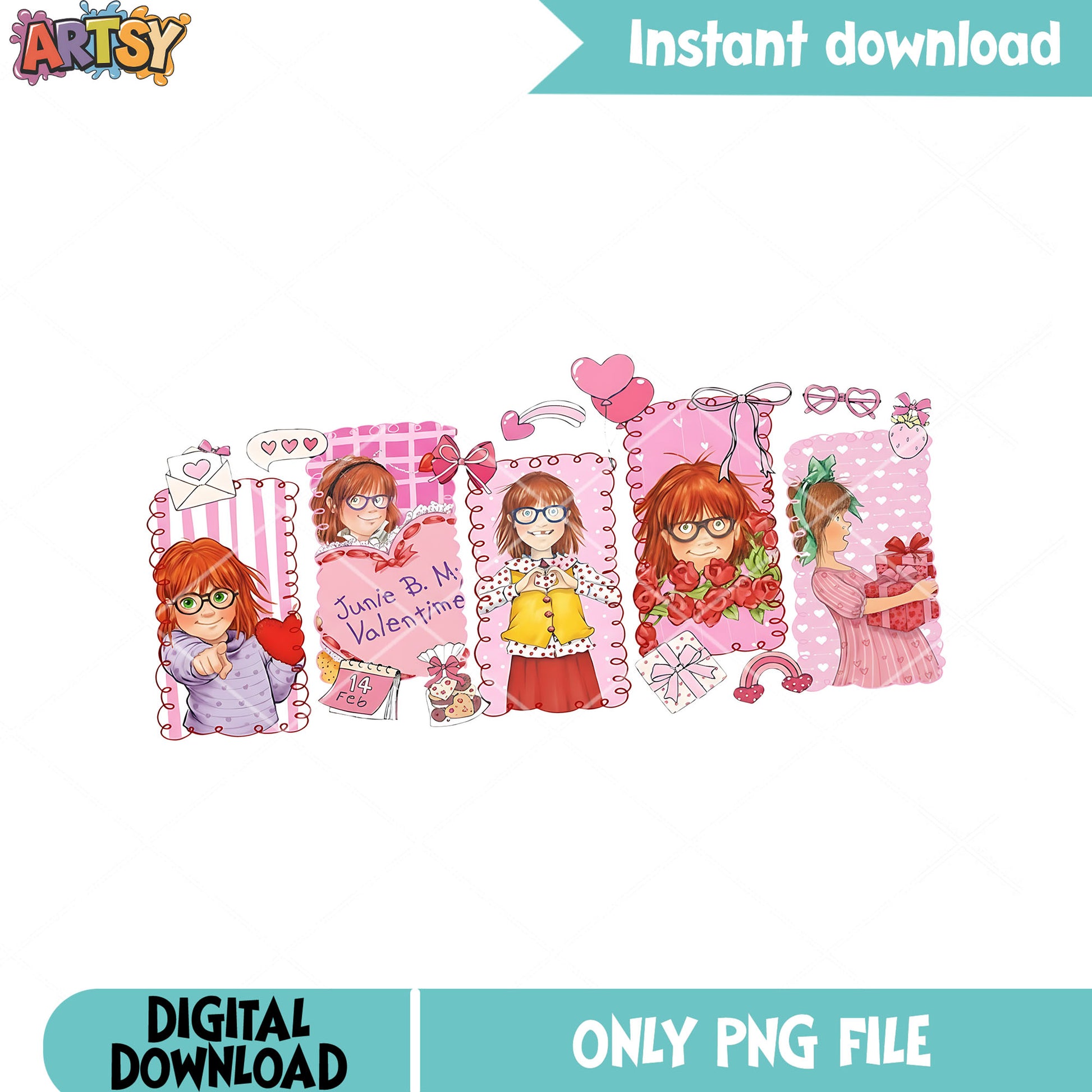 Junie b. valentine png, valentine girl png, february 14 png