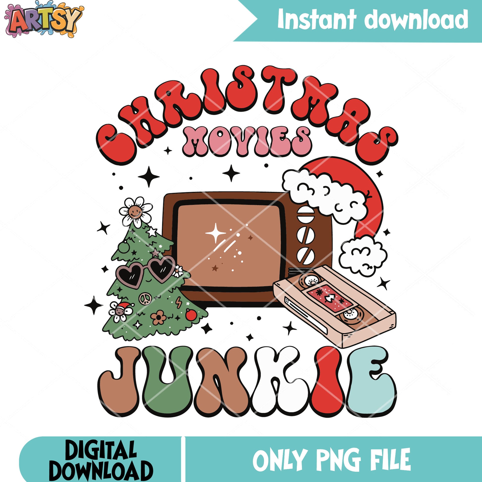 Junkie christmas movie png, christmas tree png, santa claus hat png