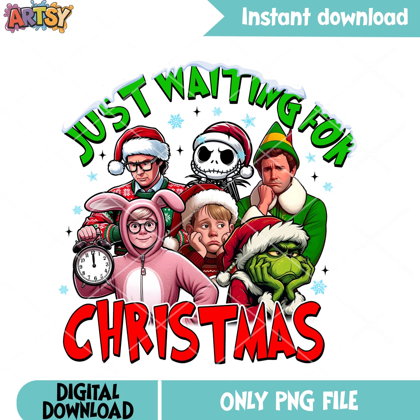 Just Waiting For Christmas Xmas Movie png, xmas png, jack skelington png
