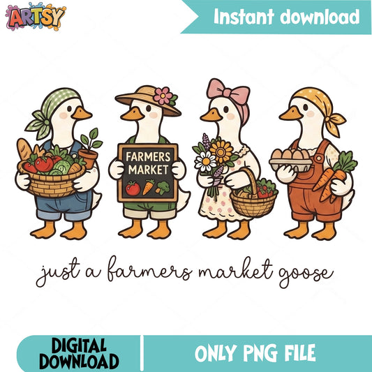 Just A Farmers Market Goose PNG, Cute Goose PNG, Farm PNG