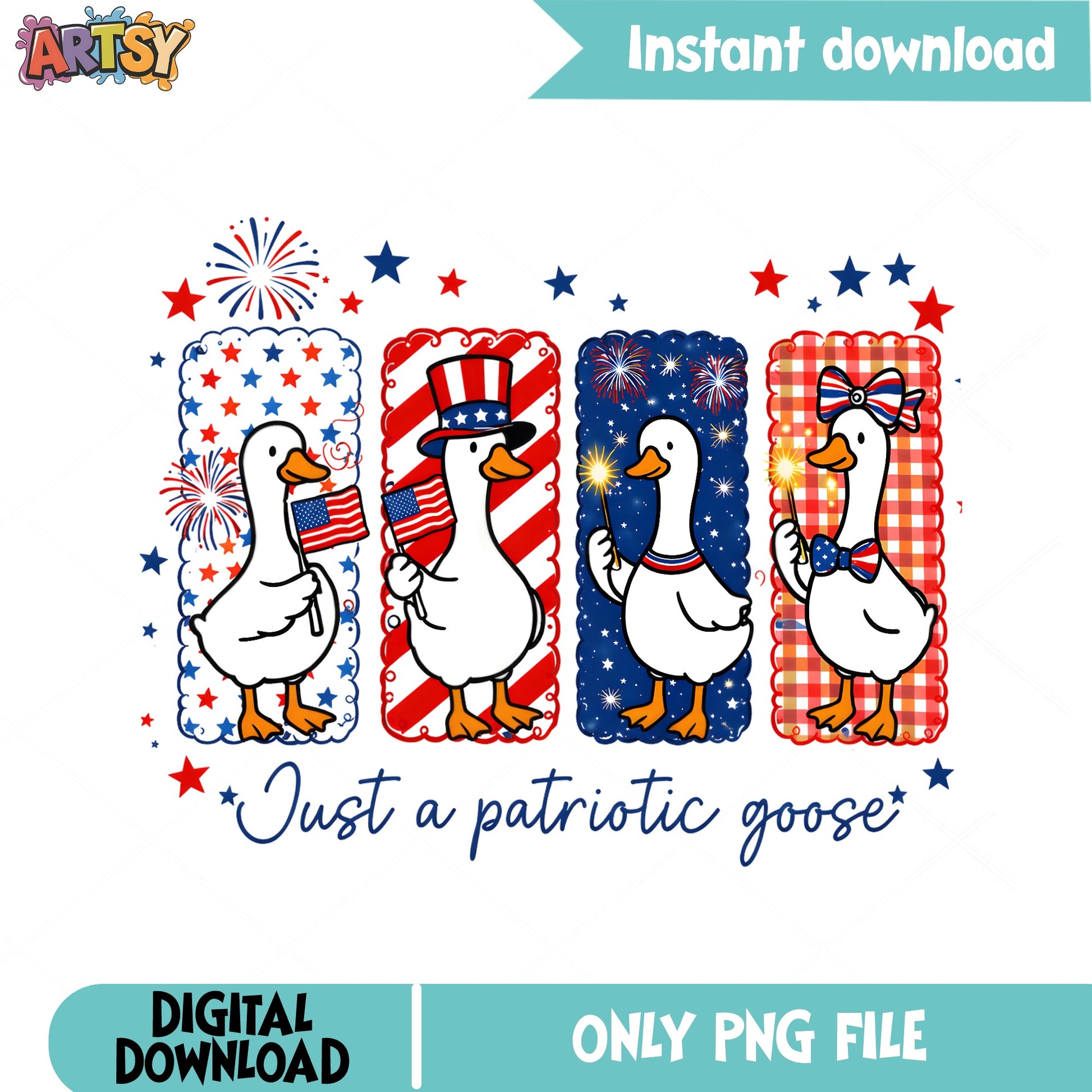 Just A Patriotic Goose PNG, 4th Of July Goose PNG, Funny Duck PNG