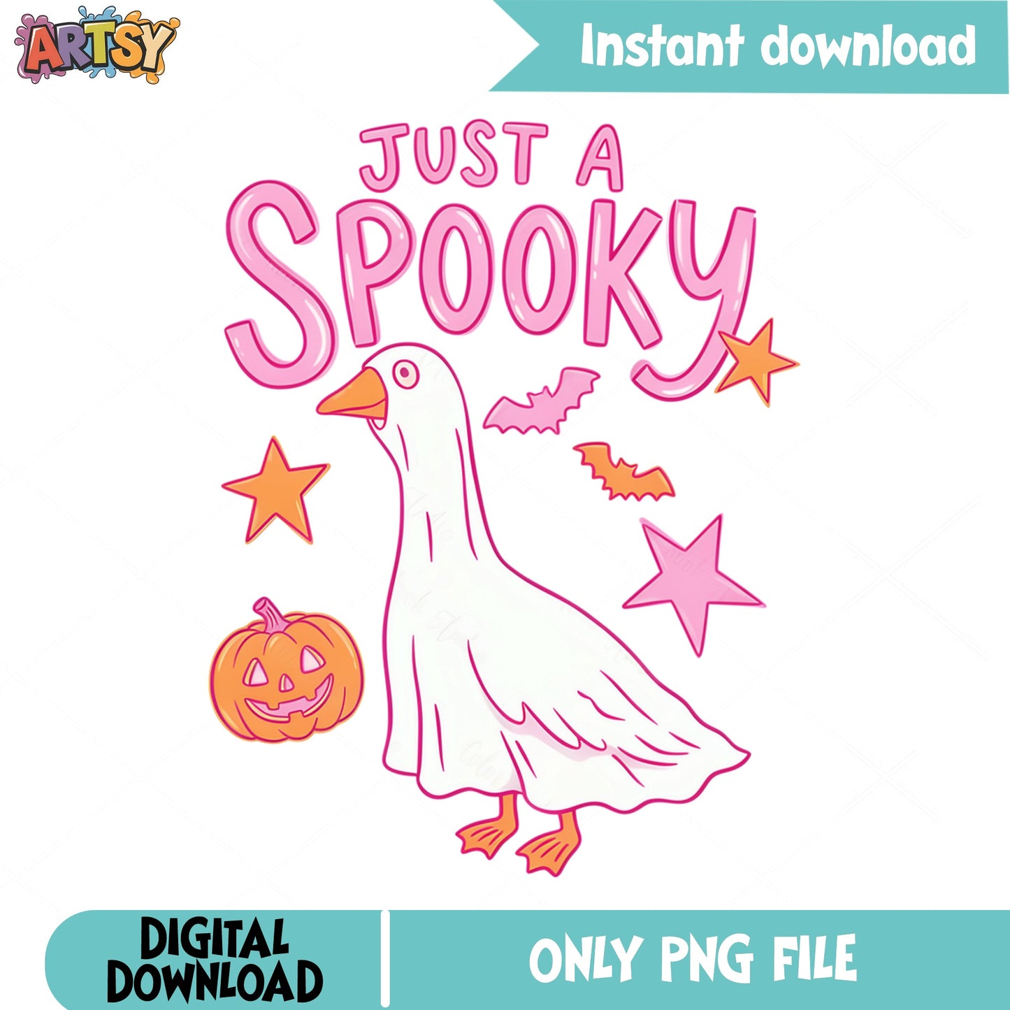 Just A Spooky Goose PNG, Halloween Ghost Duck, Funny PNG