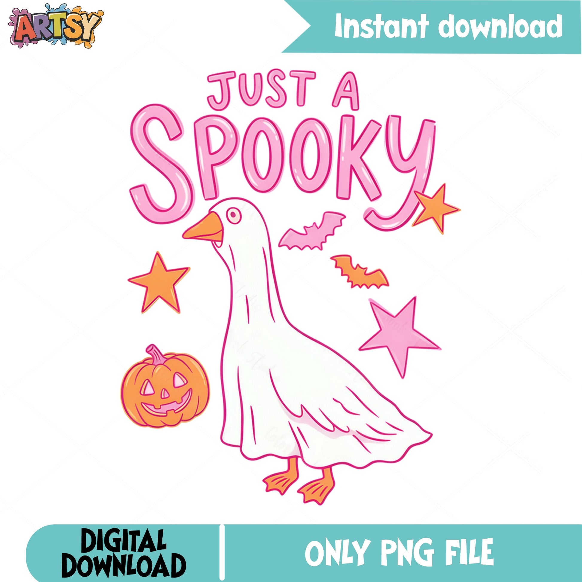 Just A Spooky Goose PNG, Halloween Ghost Duck, Funny PNG